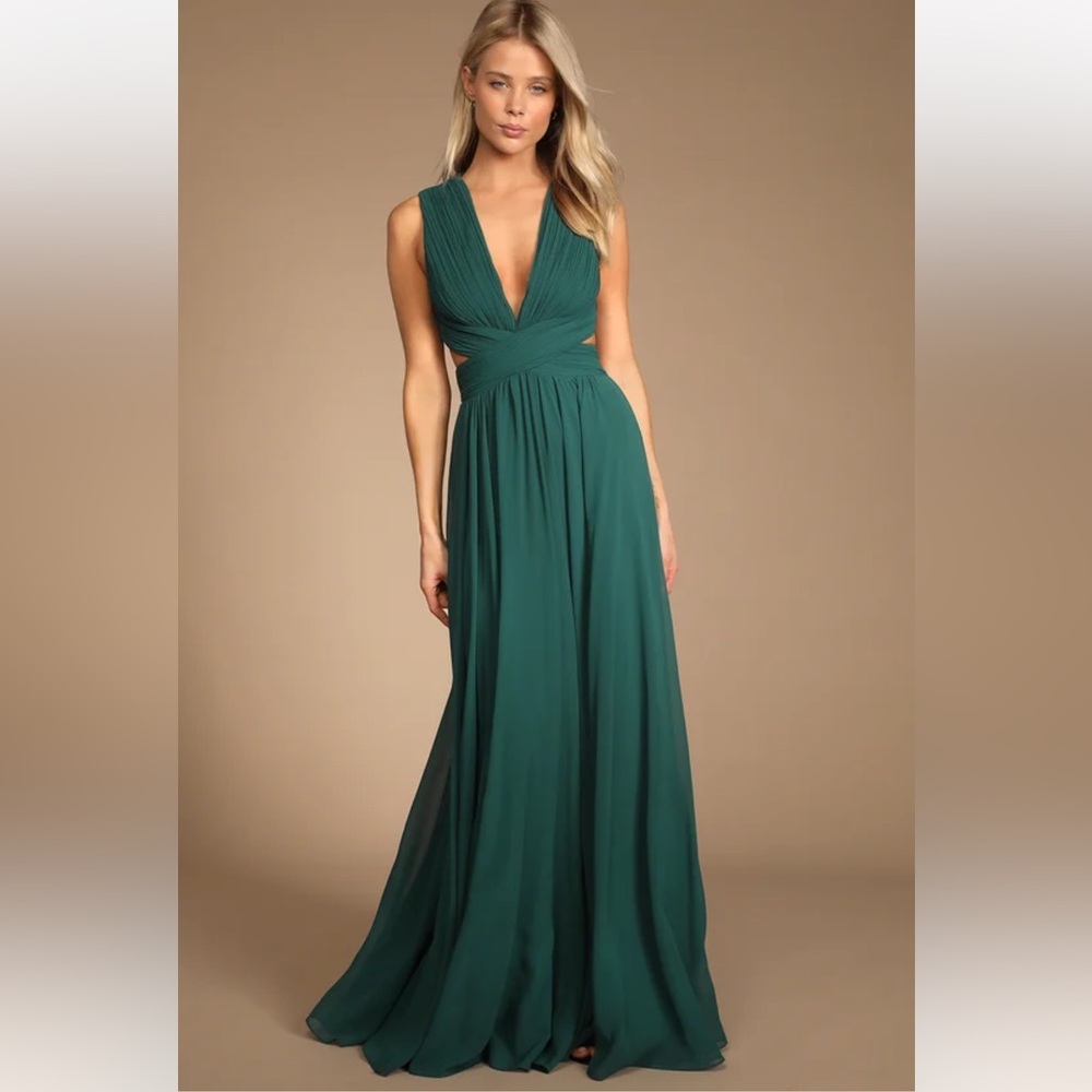Lulus Vivid Imagination Emerald Green Cutout Maxi Dress - large